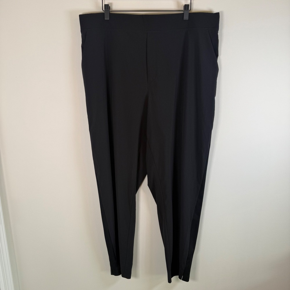 Athleta Brooklyn Ankle Pant Size 18 Black Ribbed Side Stripe Tapered Trousers